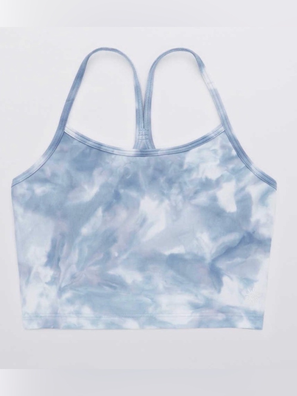Aerie Offline Blue Tye Dye The Hugger Longline Racerback Sports Bra Tank